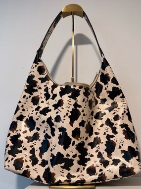 Animal Print Shoulder Bag in Black and Brown